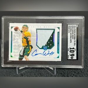2016 Carson Wentz National Treasures Prine Rookie Patch On Card Auto /25 SGC 10